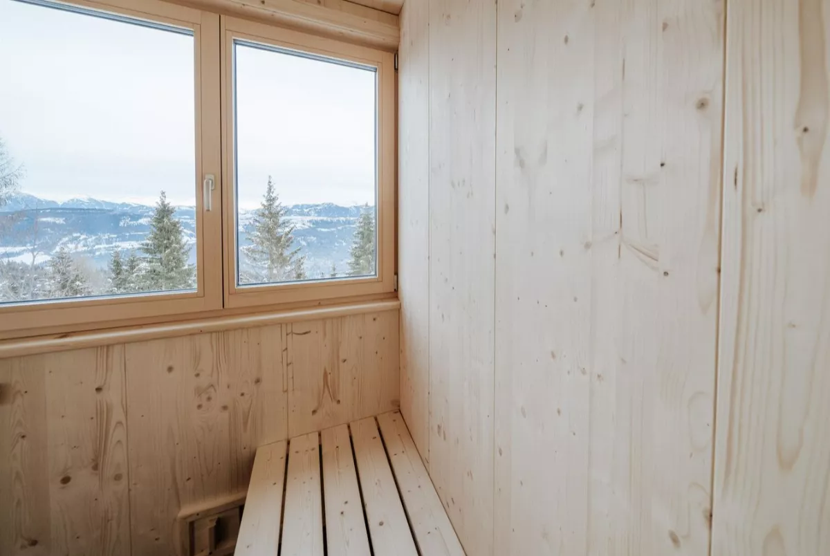 Sauna mit Panoramafenster